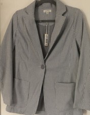 Max Studio Women's Sz 2 Single Button Gray Pinstripe Blazer PP5
