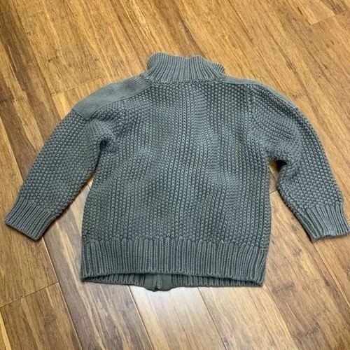 Baby Gap Cardigan 2T Green Cotton Knit Toggle Zip Sweater Chunky Knit Toddler - Picture 2 of 5