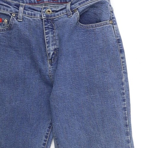 Per Una Womens Blue Cotton Blend Flared Jeans Size W28 L26 - Picture 8 of 12