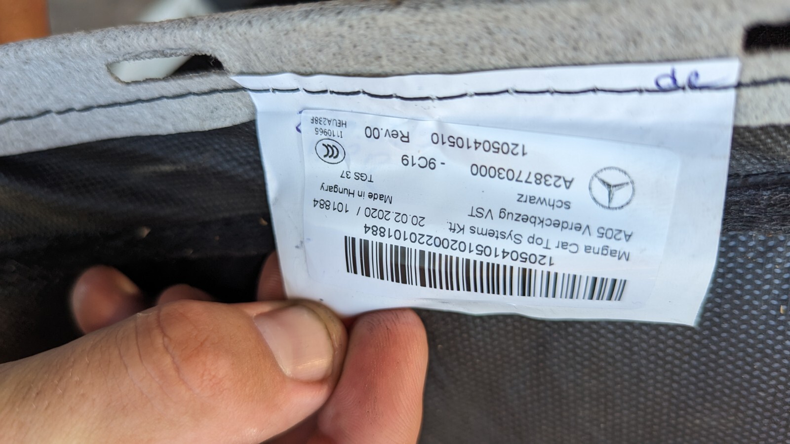 2018-23 MERCEDES SOFT TOP CANVAS 23877030009C19 2387703000 OEM (w2 