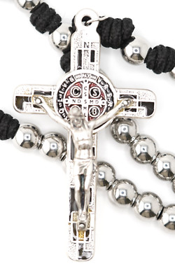 Black and Mettalic Stainless Steel Rosary