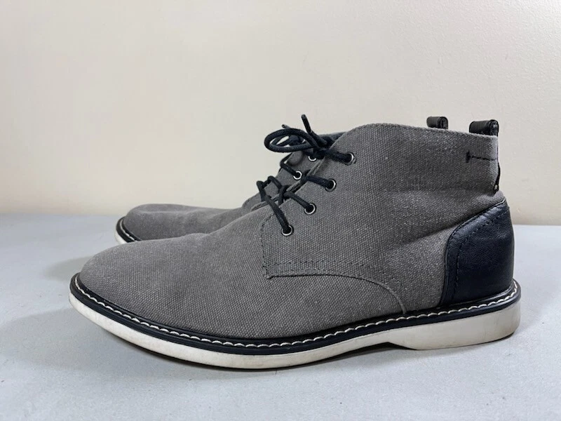 LONDON FOG WOMEN S GRAY CANVAS LACE UP BELMONT CHUKKA BOOTS SIZE