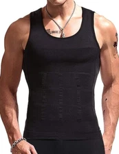 Mens Compression Shirt Sleeveless Body Shaper Slimming Workout Tank Tops Vest US