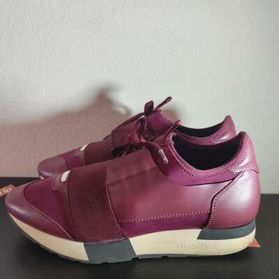 Balenciaga Two Tone Leather  Mesh and Neoprene Race Runner Sneakers Size 38