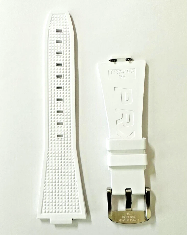Original Tissot PRX For Case-Back # T137407A White Rubber Watch Band Strap &Pins - Image 3 of 3