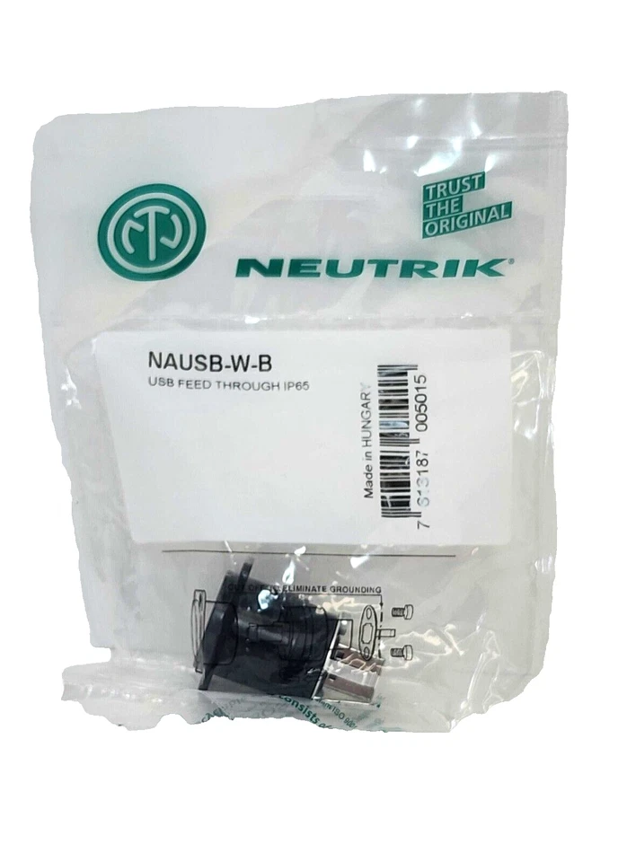 5x USB A/B cambiador de género/paso a través - montaje en panel - negro - Neutrik NAUSB-W-B Foto 4 de 4