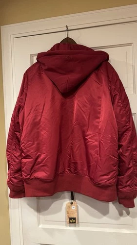 Alpha Industries Men’s MA-1 Natus Insulated Jacket Red Olive Lining Size 2XL image 3