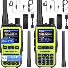 2 Pack Baofeng UV 5R Mini Walkie Talkie Type-C Bluetooth Ham Radios Green