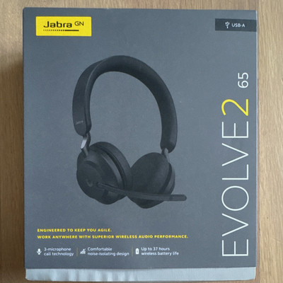 Jabra Evolve2 65 kabelloses Stereo Headset Kopfbügel USB-A schwarz 26599