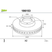 Valeo 186153 Bremsscheibe FüR Fiat Alfa Romeo Lancia Punto Marea Doblo Palio