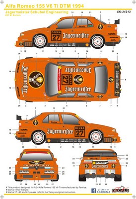 SK Decal 1/24 Alfa Romeo 155 V6 Ti ITC 1994 DTM 1994 Jägermeister aus JP 15052