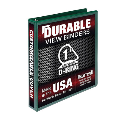 Durable 1 Inch Binder, D Ring Binder, Customizable Clear View Cover, Forest Gree