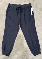 NWT, CASLON Women  s 100 Linen Jogger Pants, Size Lg, Grey Ebony