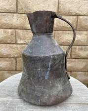 Old Antique Primitive Hammered Copper Water Milk Coffee Wine Pitcher Jug Pot