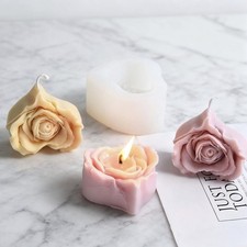 Rose Heart-Shaped Aromatherapy Candle Making Mold DIY Plaster Handmade Soap X3B8