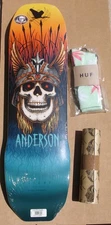 POWELL PERALTA ANDY ANDERSON "HERON FLIGHT 8.45" SKATEBOARD DECK GRIP HUF SOCKS