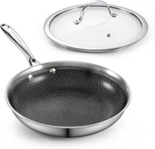 Cooks Standard Hybrid Nonstick Frying Pan, 8-Inch with Lid, Silver 