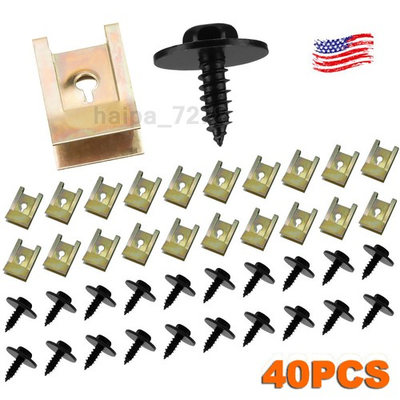 #ad 40X Car Screws Bolts Body Engine Door Bumper Retainer U Nut Clip Gasket Fastener $11.98