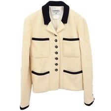 Chanel Single Breasted Jacket Off-white 96P #42 185444