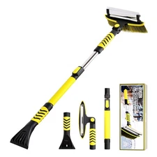 GEJRIO Ice Scraper for Car Windshield, 34" to 41.5" Extendable Snow Brush