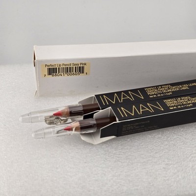 IMAN Perfect Lip Pencil Sexy Pink .05 oz w/ Sharpener Cap Pack Of 2 New In Box