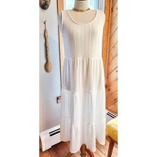 White Flowy Summer Peasant Dress