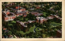 Henry Ford Hospital Detroit Michigan aerial view ~ dated 1949 linen postcard