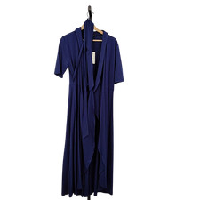 Quince Women Tencel Jersey Midi Wrap Dress Navy Basic Sleeved XL