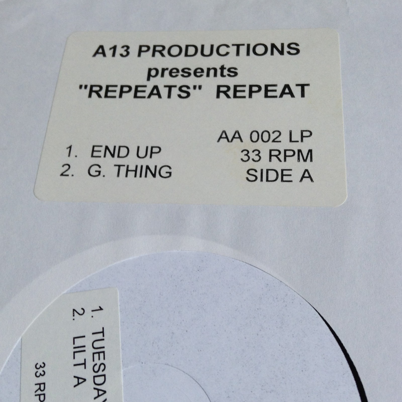 Repeat - Repeats 2xLP (Electronic/Techno/IDM) WHITE LABELS 1995 (A13 PRODUCTIONS
