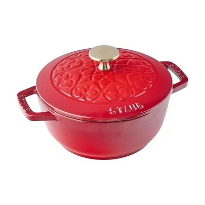 Staub Wa-NABE Cast Iron French Oven Lily 16cm Cherry With Box From Japan