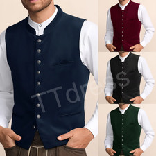 Casual Men's Vest Stand-up Collar Straight Pockets Waistcoat Wedding Business