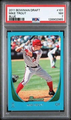 2011 Bowman Draft Mike Trout Rookie Blue /499 #101 PSA 7