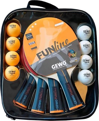 GEWO Tischtennis Set Family&Friends / 4 Schläger, 8 Bälle, Tasche