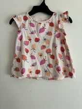 Jumping Beans Toddler Girls Colorful Strawberries Cotton Flutter Top Cream 4T