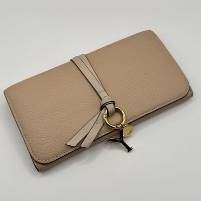 Chloe Long Wallet Alphabet Leather Grained Leather Beige