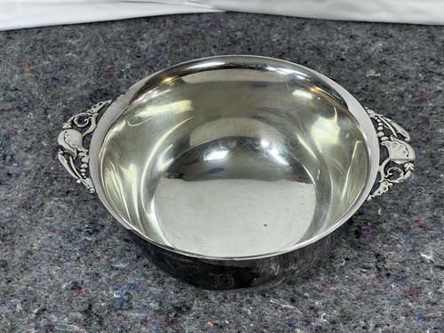 Vintage Gorham Silver Soldered Serving Bowl Beaded Rose Handle Mono “D” 5.5”x3”