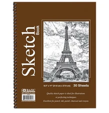 30 Sheets 8.5" X 11" Side Bound Spiral Premium Sketch Book