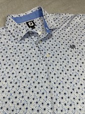 Footjoy FJ Polo Men  s Sz XL White Floral Performance Stretch