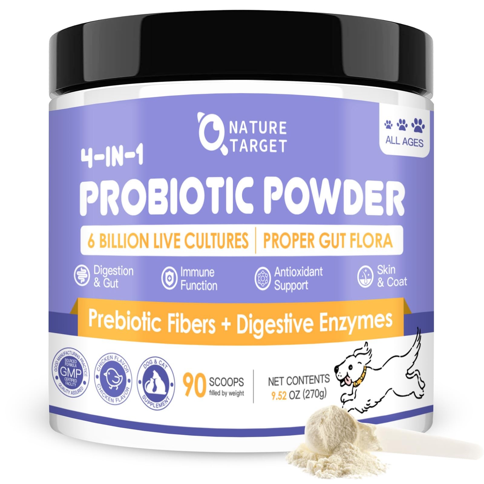 NATURE TARGET Probiotics for Dogs - Dog Probiotics, Plus Pre