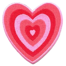 Pink Power Heart Patch Cartoon Girl Hero Embroidered Iron On