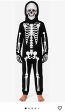 Kids skeleton Halloween costume with skull mask and gloves, 3-piece full-body