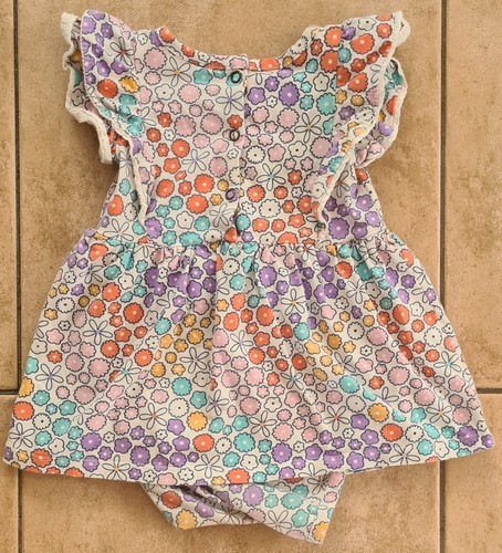 jack&milly romper dress white with flowers size 1 - Picture 2 of 2