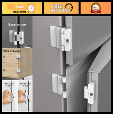 Child Safety Fridge Door Locks - Double Button Adhesive Lock with Key, 2 Pack