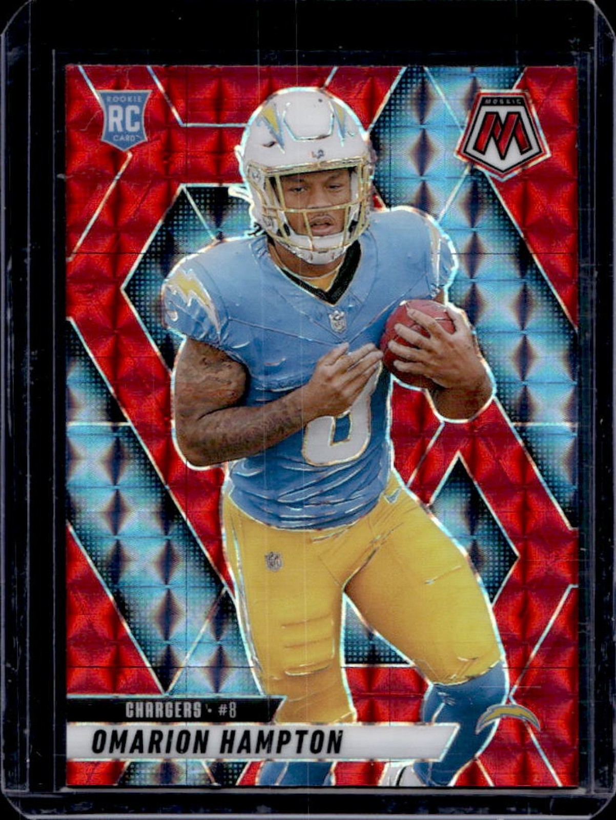 2025 Mosaic Omarion Hampton Rookies RC Red Prizm Rookie #335 Chargers
