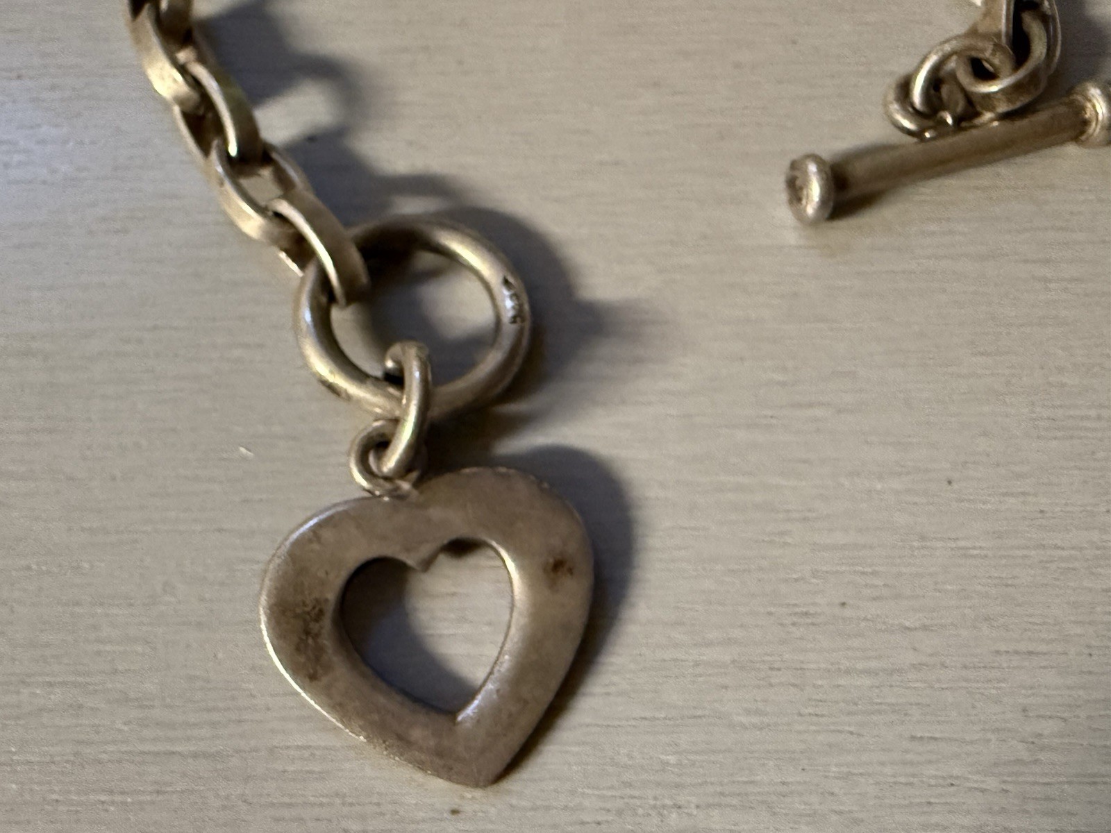 Solid Sterling Silver 925 Heavy Open Link Heart C… - image 2