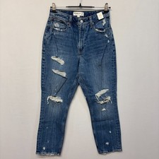 NWT Abercrombie & Fitch Women High Rise Mom Jeans Size 27 / 4R Denim C055 -7