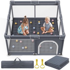 Jixrolyn Baby Playpen with Mat, Kids Play Yard with Playmat, Toddler Playpen