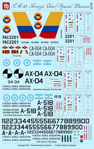 FMA IA-58 Pucarà. 1/48 Two Bobs Decal TWB-48273 + Omaggio