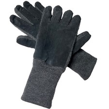 Leather Thinsulate Insulated Winter Gloves Knit Cuff Black Men Large