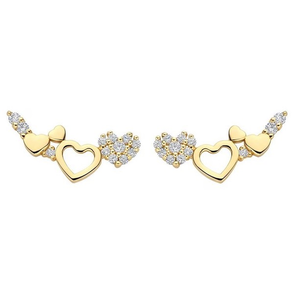Ohrstecker - Gelbgold 585 14K - Herz - Zirkonia-image